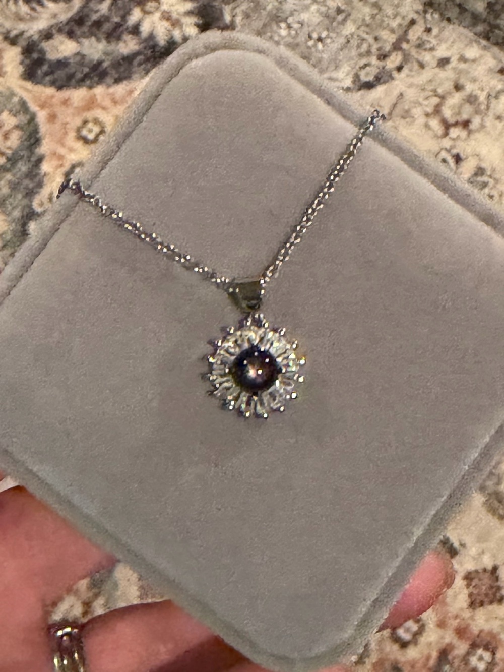 Set!!  Stunning Natural Black Star Sapphire Pendant Necklace & Earrings 925 SS - Picture 9 of 13